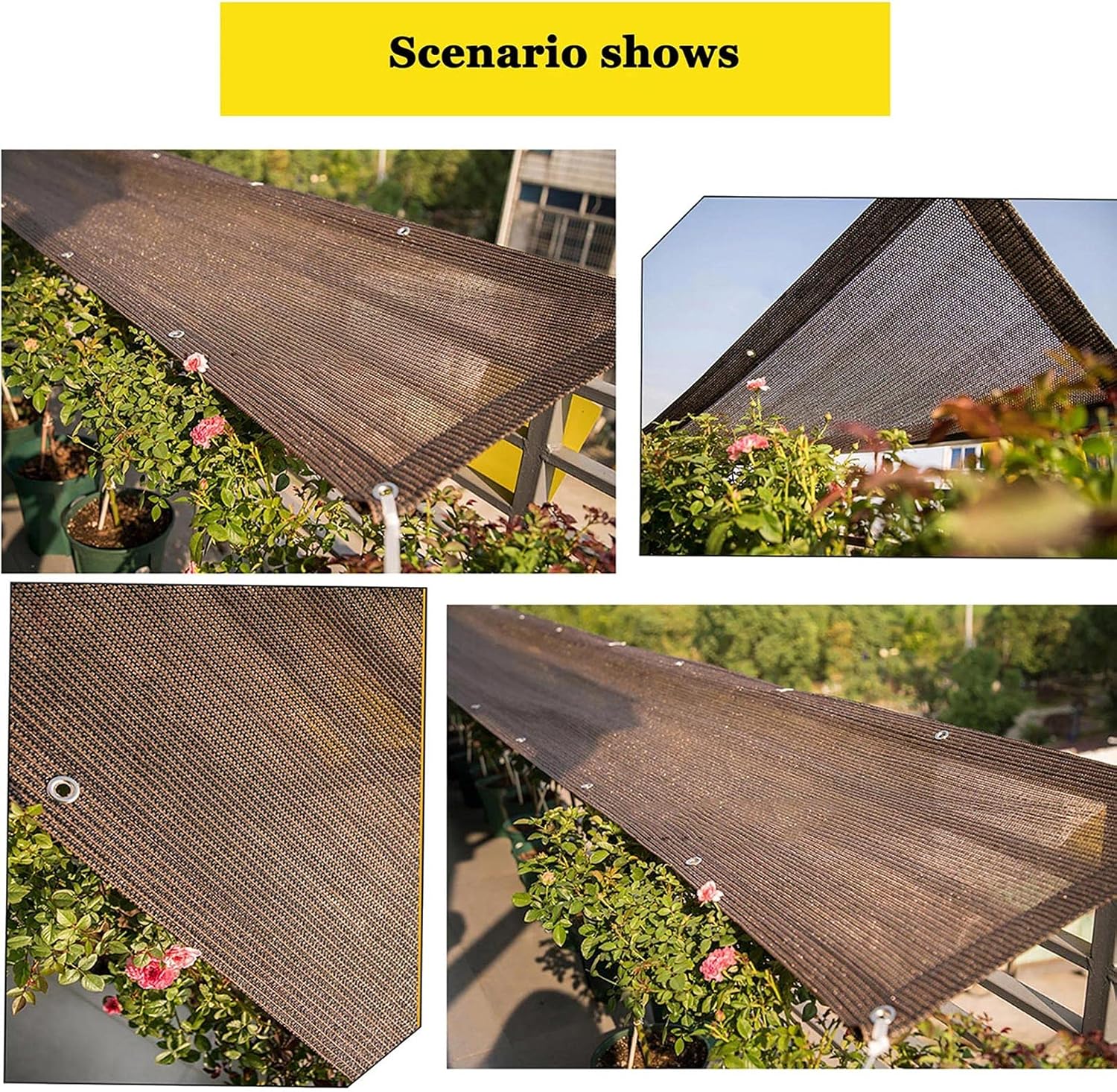 Sunshade Net,sunshades for Patio,Shade Cloth Sun Net,Sunscreen UV Resistant Netting with Grommets Outdoor Shade Cloth Sunshades for Garden Patio Lawn Outdoor (Size : 2x2m/6.6x6.6ft)