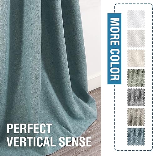 Miniatura 8 de H.VERSAILTEX Cortinas térmicas 100% opacas con aspecto de lino, cortinas térmicas para sala de estar, cortinas de arpillera texturizadas con ojales