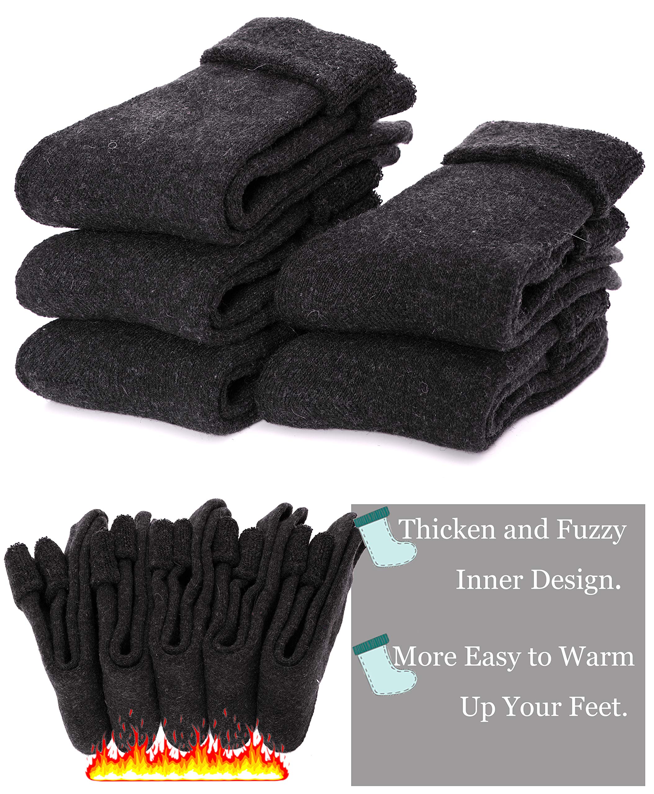 EBMORE 5 Pairs Women Merino Wool Boot Socks Thermal Hiking Winter Warm Thick Cozy Cabin Crew Comfy Socks for Ladies