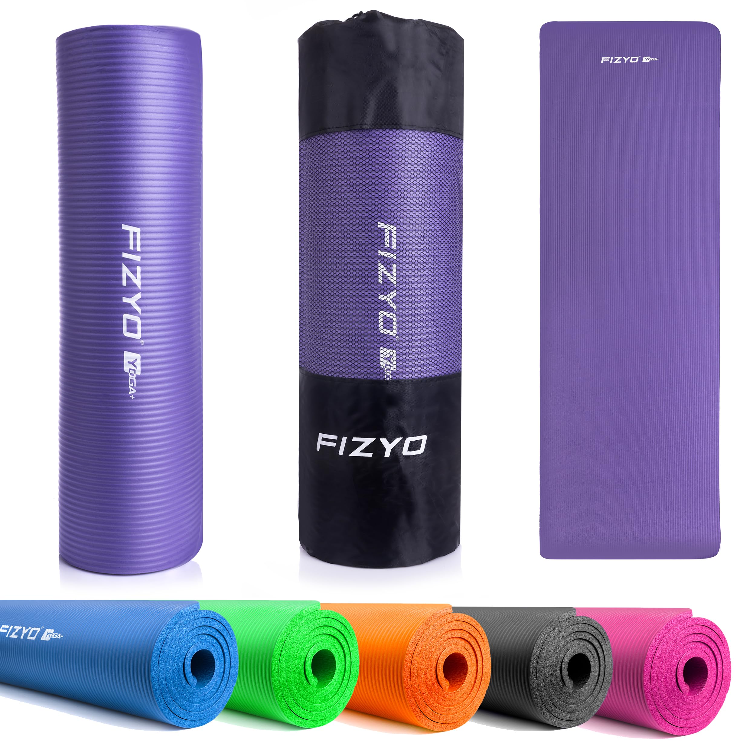 FIZYO - Tappetino da yoga, fitness, per yoga, allenamento, recupero e relax, in gomma sintetica, 183 x 61 x 1 cm (Viola, 183 x 61 cm)