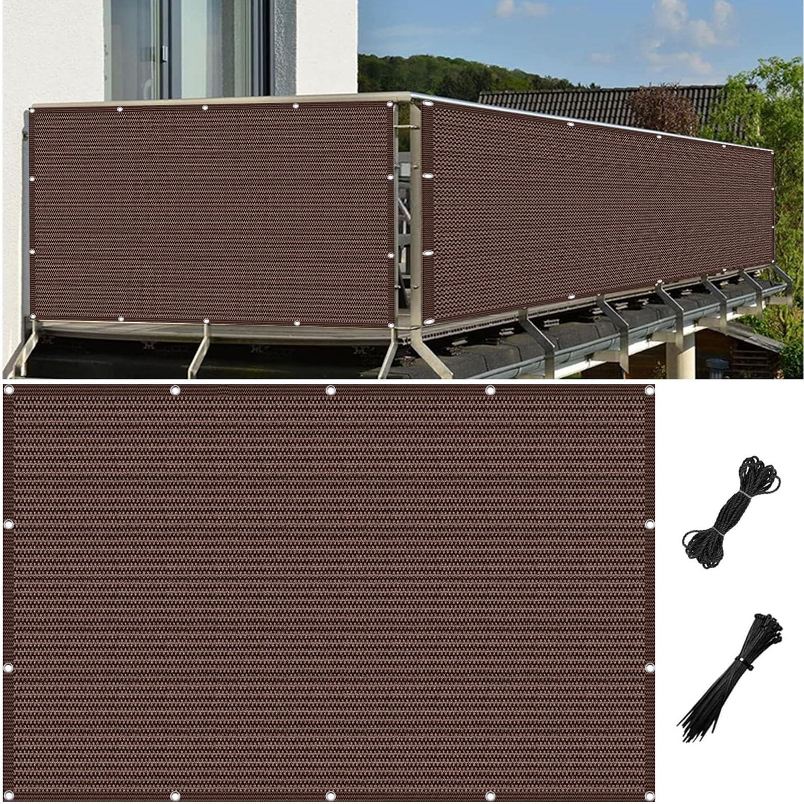 Brise vue jardin marron 30x790 cm coupe-vent perméable à l'eau