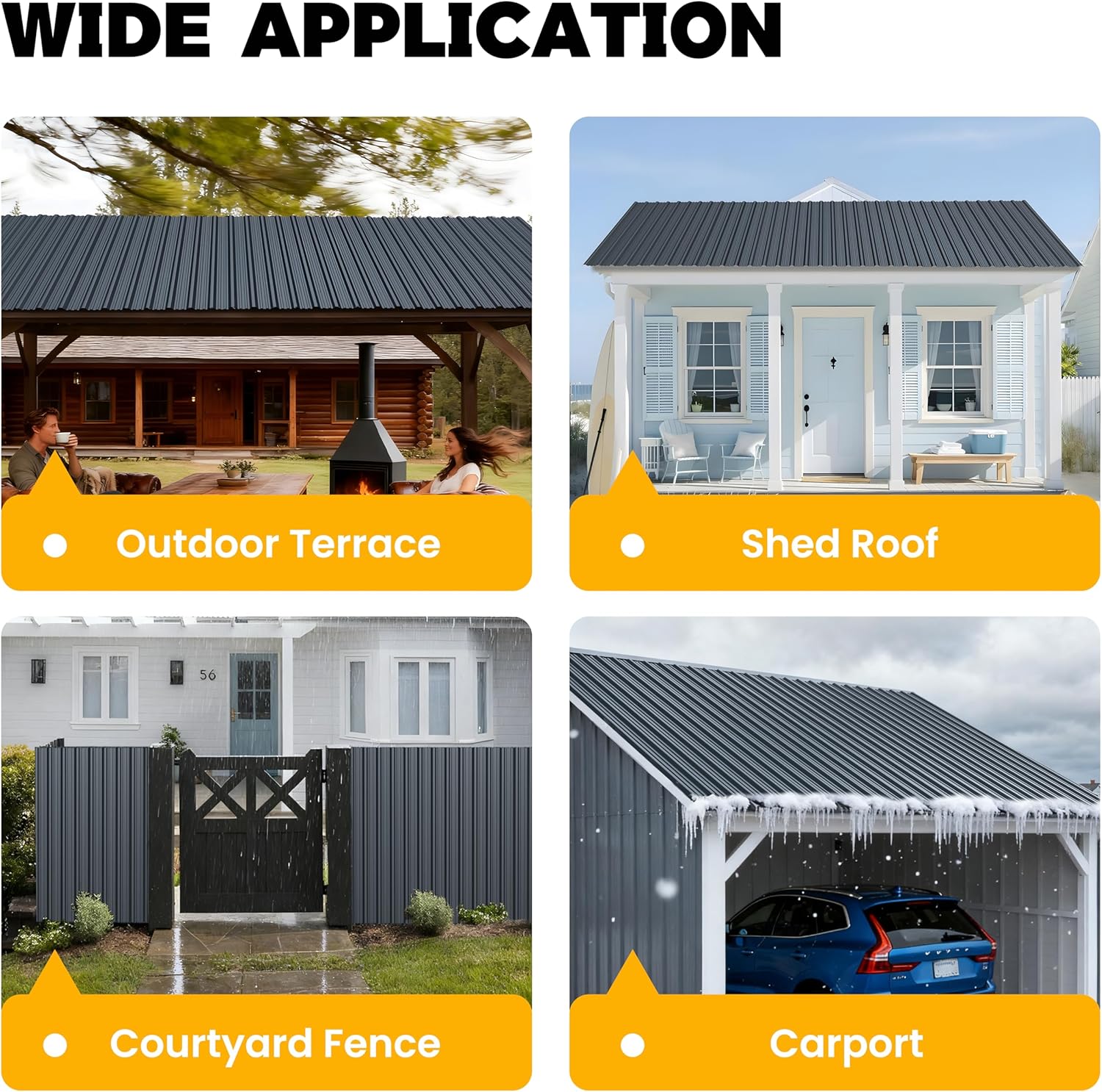 20 pcs Metal Roofing Panels - Corrugated Galvanized Roof Panels L45.28x W17.72 Inch, Waterproof Tin Roof Sheets for Garages,Sheds, Stables and Mobile Homes, Includes Screws(Grey,L45.28''-20)