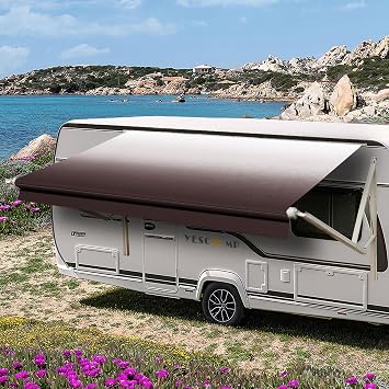 YESCAMP RV Awning Fabric استبدال للخدمة الشاقة مقاوم للطقس 4-Ply 18.5oz Vinyl Camper Awning Fabric - مظلة خارجية عالمية للمخيم والمقطورة و Motorhome