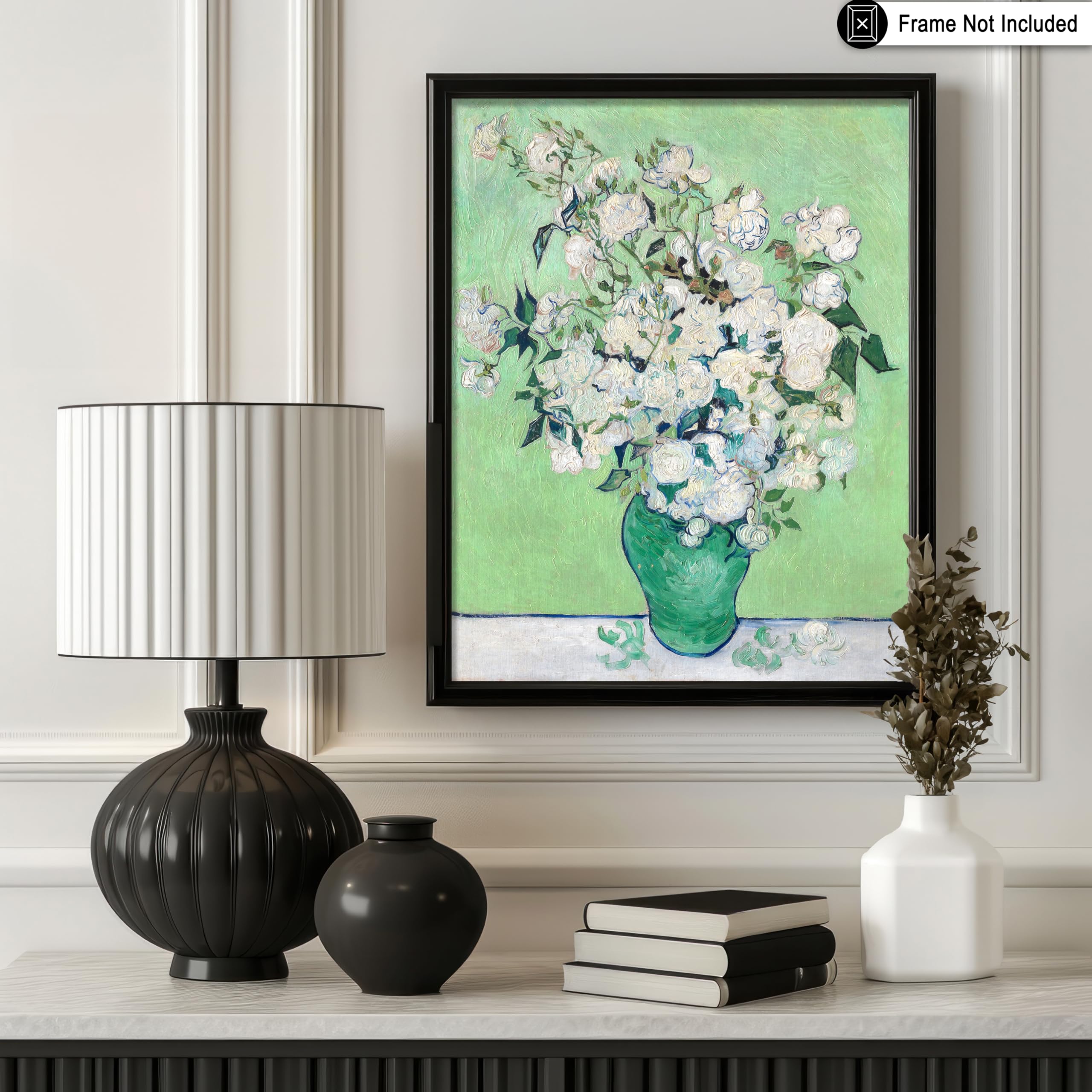 1art1 Van Gogh Poster 'Vase Mit Weißen Rosen' – Leinwandbild 50x40 Cm Auf Keilrahmen, Made In Germany