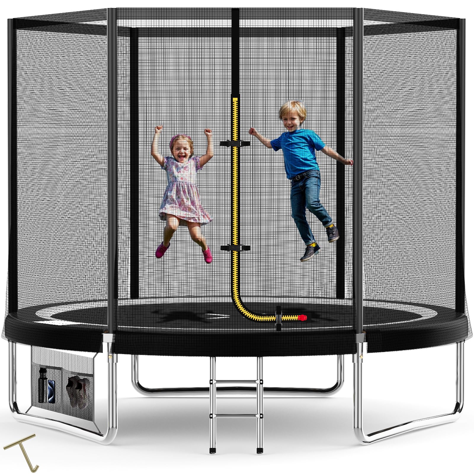 Devoko Trampolino Elastico per Adulti e Bambini, Tappeto Elastico da Giardino Ø 183/228/305/366/427 cm | Set Completo con Rete di Sicurezza, Scaletta, Copertura, Rete per Scarpe,150 kg