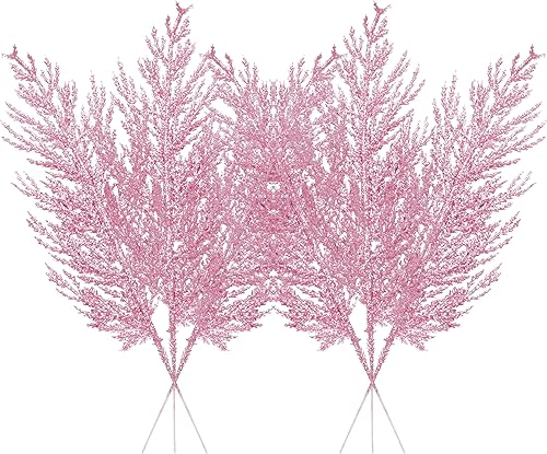 Miniatura 12 de Tallos con Purpurina de Navidad 24 piezas Ramas de Pino Artificial para Adornos de Árbol de Navidad, Rellenos, Corona de Navidad DIY, Manualidades,