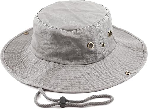 The Hat Depot - Sombrero de safari, de algodón lavado a la piedra, de ala ancha, plegable, doble cara y sombrero de pesca