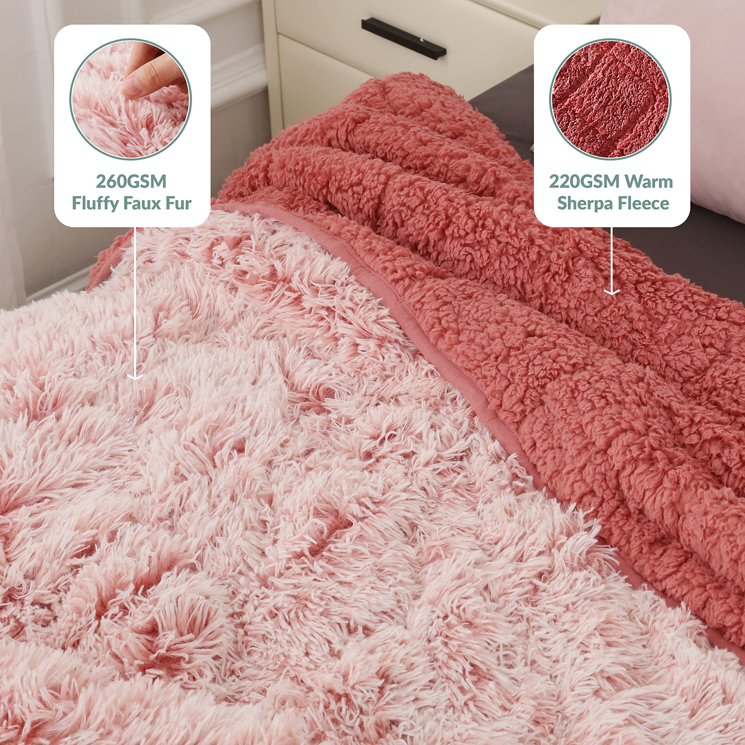 Wemore Shaggy Long Fur Faux Fur Weighted Blanket, Cozy and Plush Sherpa