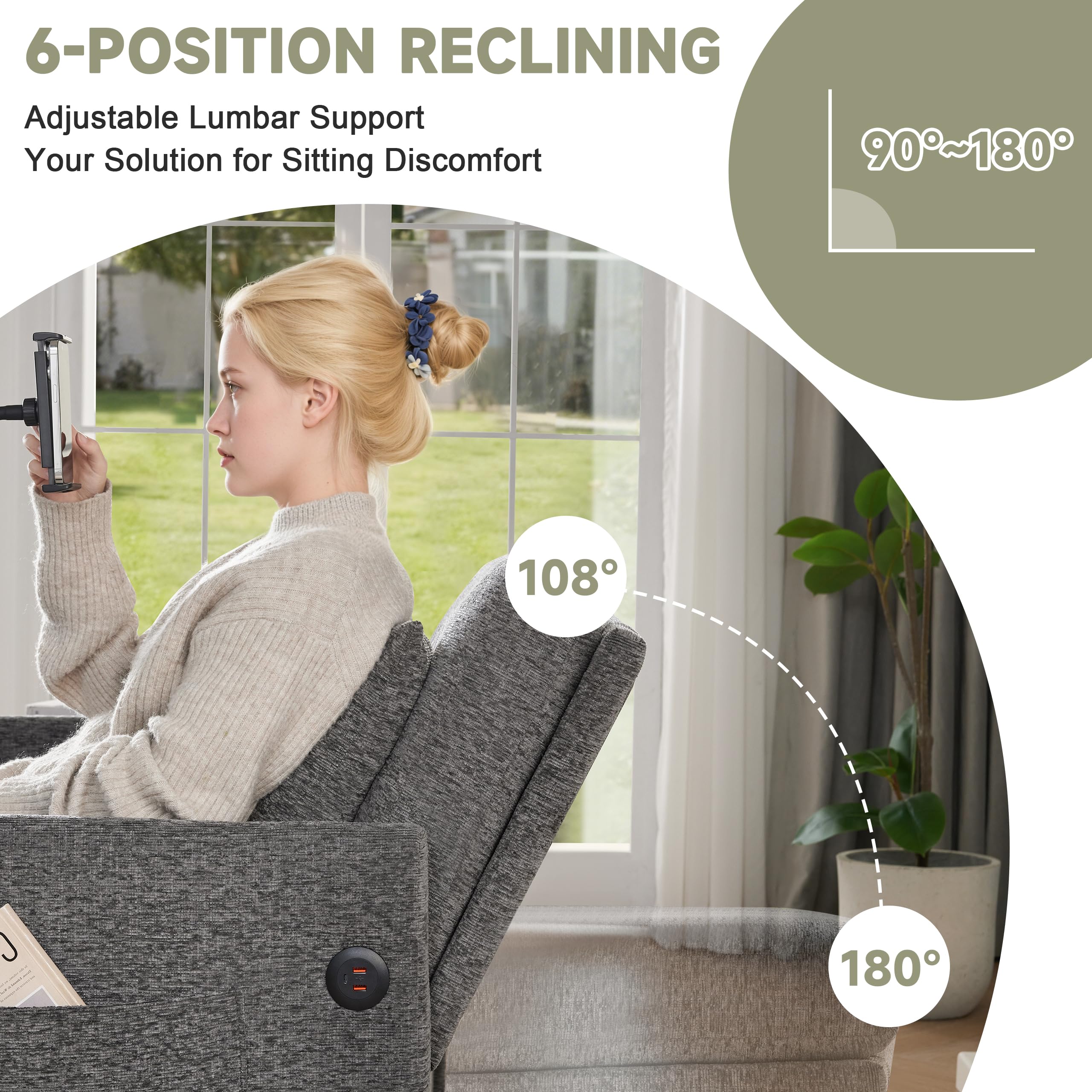 Loveseat Sleeper Sofa Convertible Sofa Bed, Pull out couch, Dark Grey | 3 in 1 couch bed with Phone Holder, Futon Sofa Bed with USB and Type-C Ports for Living Room, Adjustable Backrest