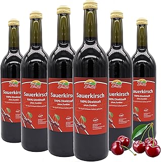 BLEICHHOF Sauerkirschsaft - 100% leckerer Direktsaft - 6 x 0,72L Frische Fr&uuml;chte - ohne Zuckerzusatz und Zusatzstoffe - Nachhaltig hergestellt im Familienbetrieb in Meckenheim