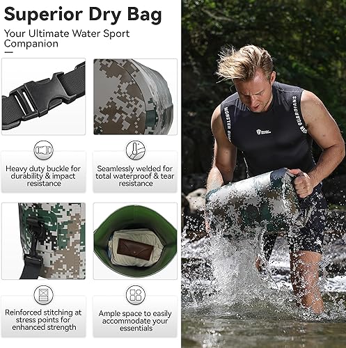 Miniatura 2 de MARCHWAY - Bolso seco flotante e impermeable 1.322.645.287.9310.57 galones, parte superior enrollable, mantiene secos equipos de kayak rafting