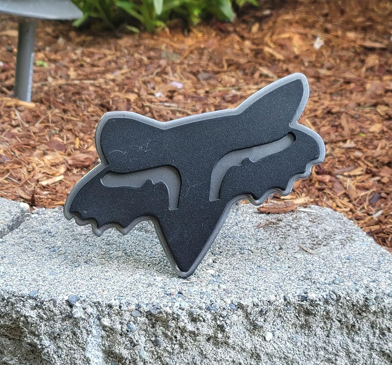 Fox Logo Hitch Cover (Numerous Color Schemes) (Receiver/Back: Charcoal/Front Logo: Black)