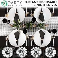Vista 268 de Party Bargains Disposable Plastic Black Gold Cutlery Set, Infinity Modern Design Utensils, 40 Pack: 16 Forks, 8 Knives, 16 Spoons