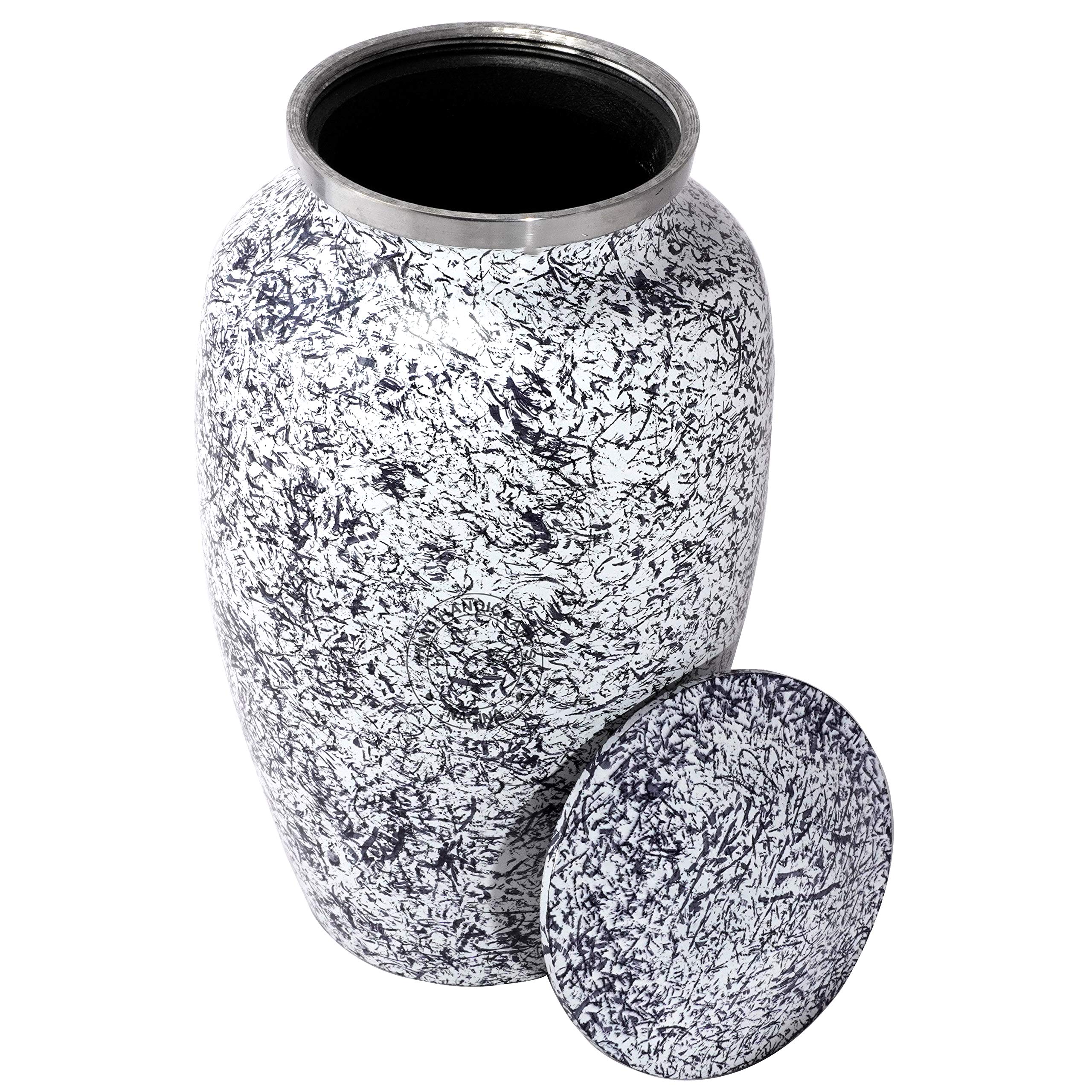 Urna de cremación de aluminio para cenizas humanas, urna funeraria para adultos, hecha a mano, urna asequible para cenizas, bolsa incluida (16,5 x 6,5 x 26,5 cm, 90 kg, negro en