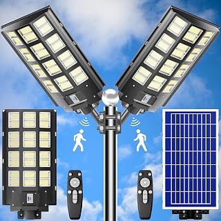 3200W Solar Street Lights Outdoor 240000 Lumens Solar Flood Lights with Remote Control & Motion Sensor, Waterproof IP66 Dusk to Dawn Solar Lights for Garden,Yard, Path, Parking Lot 2-Pack