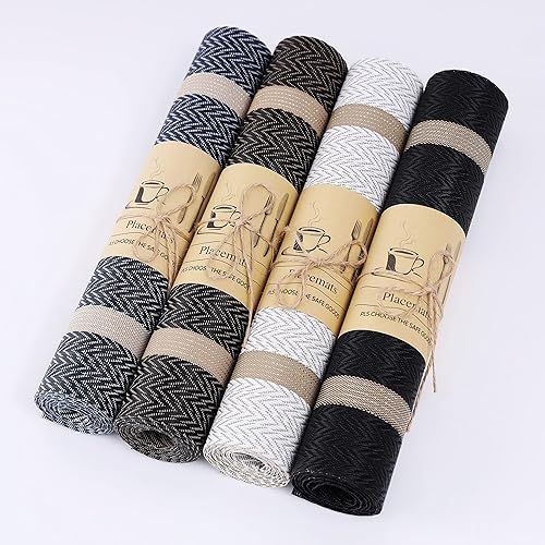 Miniatura 4 de Mantel individual de vinilo, 4 piezas de manteles de PVC resistentes al calor, antideslizantes, duraderos, fáciles de limpiar, 18 x 12 pulgadas