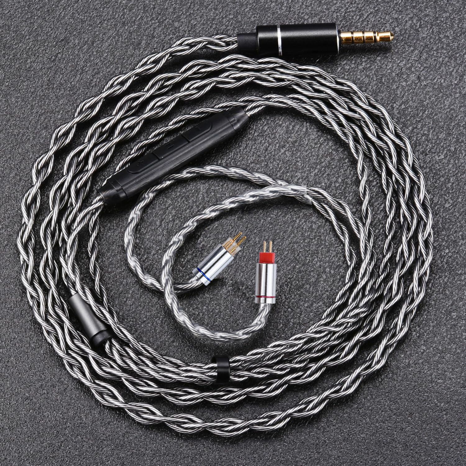 HiFi Earphone Audio Upgrade Cable,8N Silver Plated Headphone Cords,1.3m in Ear Monitor IEM Cord Compatible with KZ ZS10 AS10 AS16 for Audiophile Musician 3.5mm w/mic(0.78mm 2Pin 4.2ft)