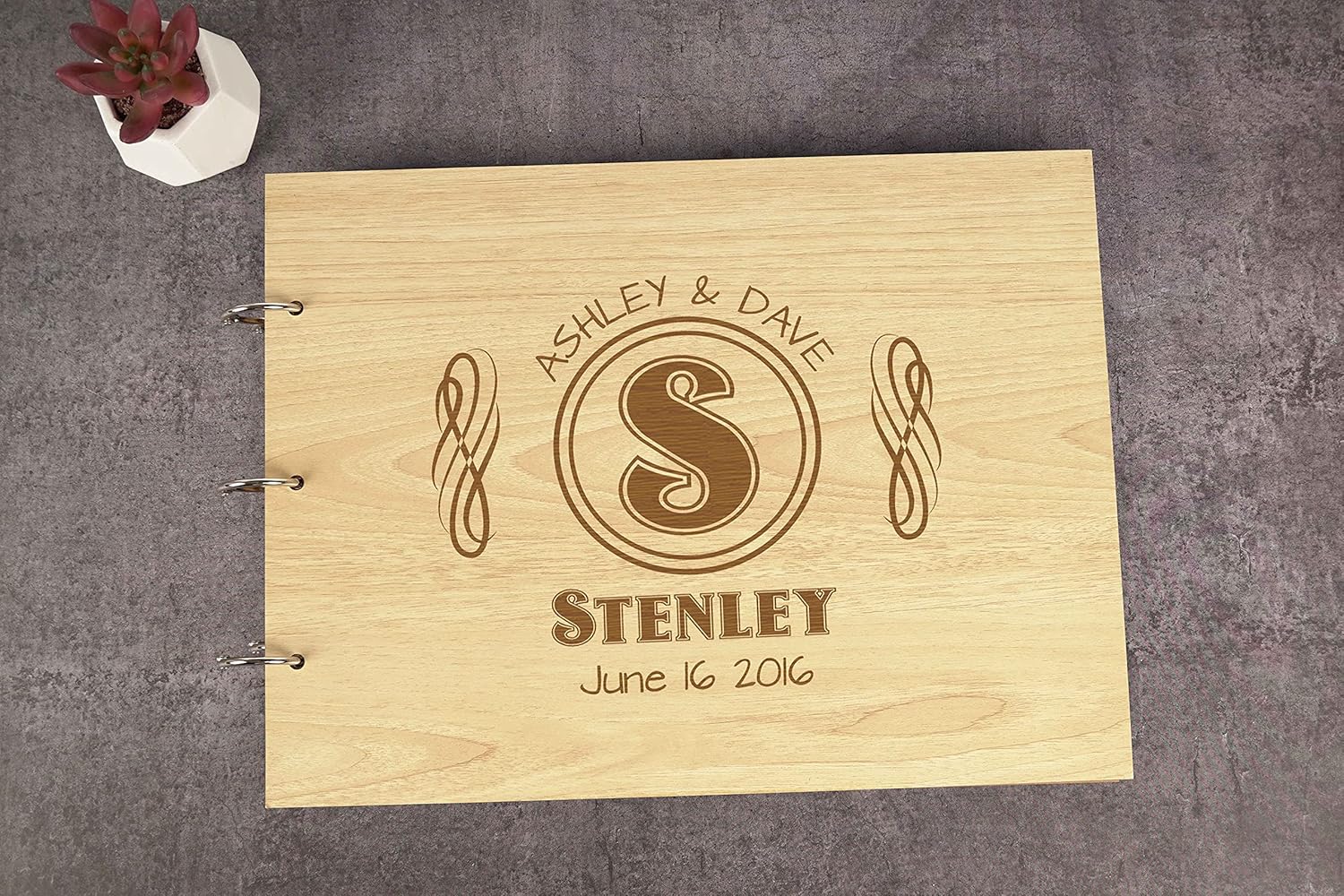 Darling Souvenir Personalized Engraved Laser Cut Wedding Guest Book Wooden Cover Sign-in Book Registry Guestbook Scrapbook-JX