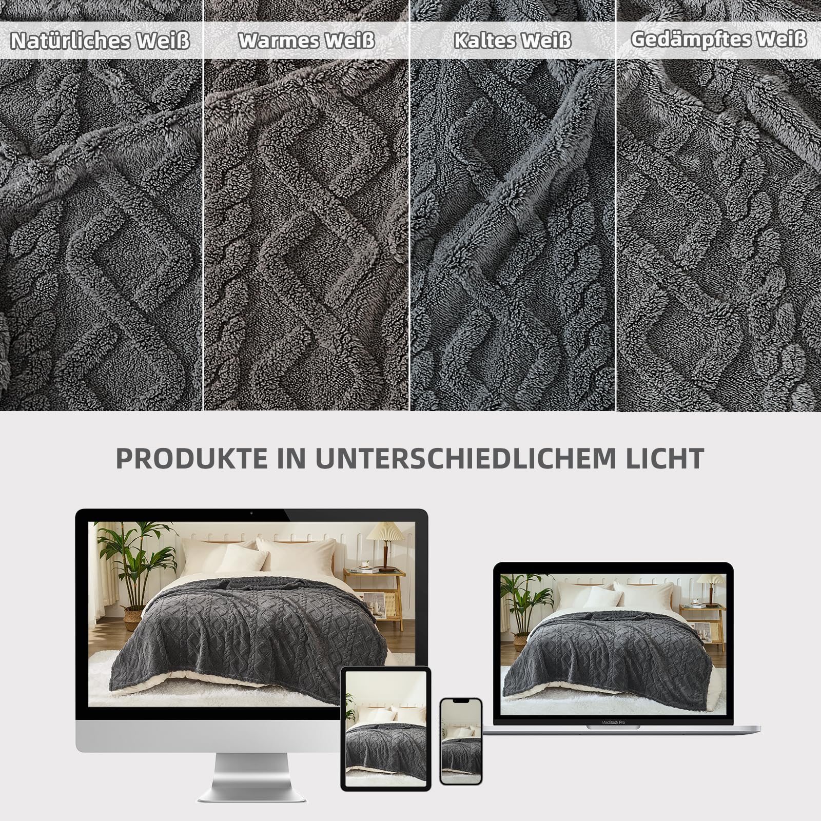WONGS BEDDING Knuffeldeken 220 x 240 cm, pluizige woondeken, lamsdeken, ruitpatroon, fleecedeken, zachte wollen deken, warme bankdeken voor bed, bank, deken, wit