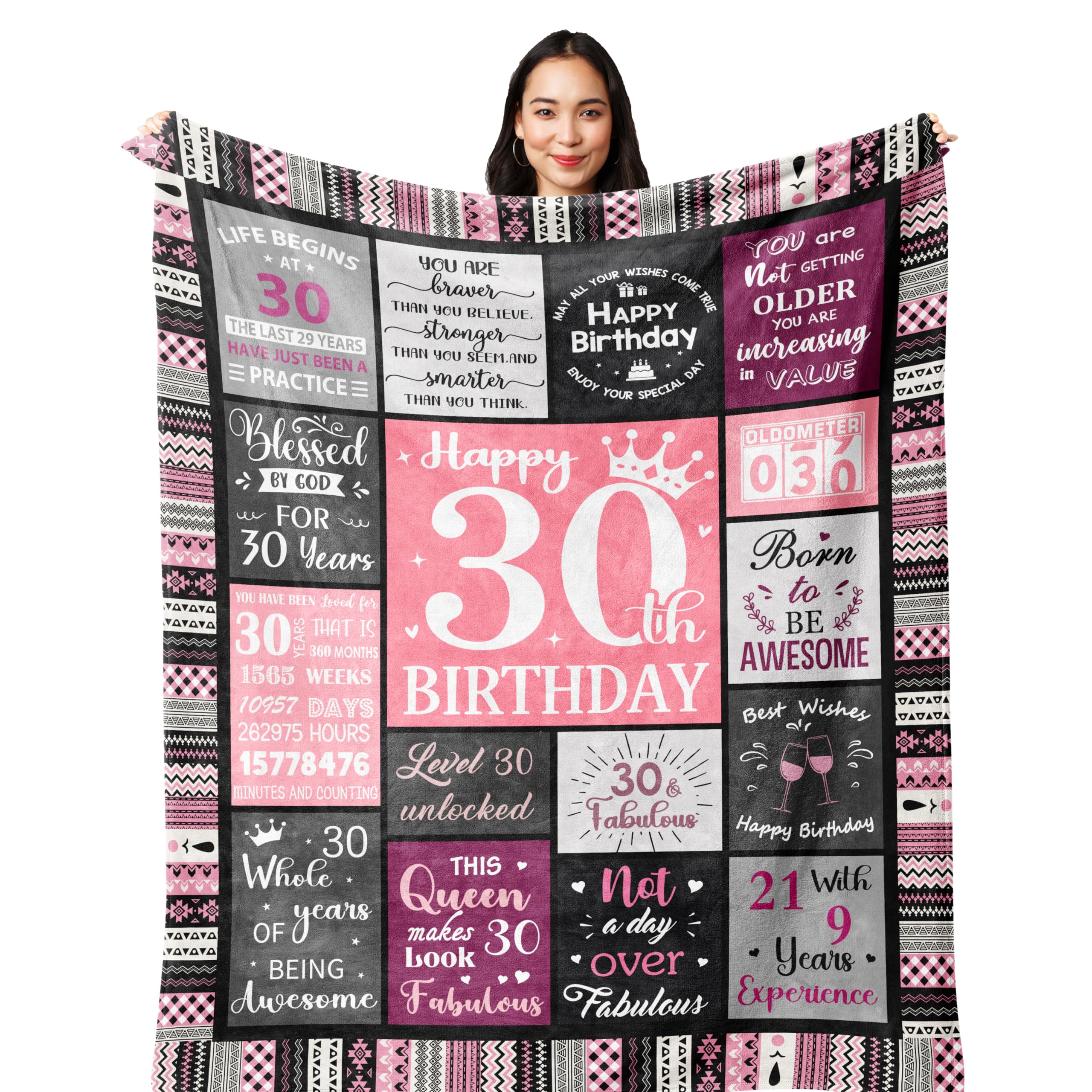 30th Birthday Gifts for Her, 30th Birthday Decorations for Women, Happy 30th Birthday Gifts for Women, 30 Year Old Birthday Gift, 1995 Birthday Decoration Blanket 150x130CM