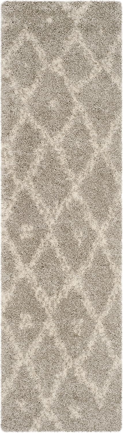 SAFAVIEH Arizona Shag Collection Runner Rug - 2'3" x 8', Grey & Ivory, Moroccan Boho Design, Non-Shedding & Easy to Clean, Ideal for Ideal for Living Room, Hallway, Foyer, Bedroom (ASG747D)