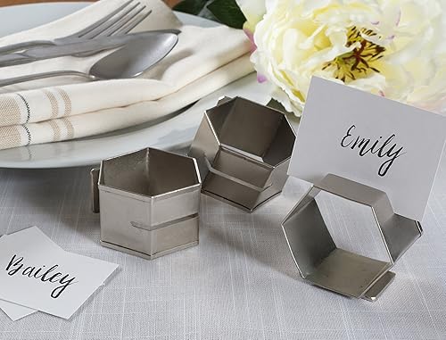 Miniatura 5 de DII Juego de servilleteros geométricos decorativos, tarjetero plateado, 6 unidades