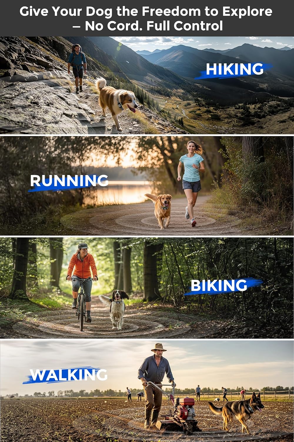 Teendow Wireless Dog Fence System for 2 Dogs, Electric Dog Fence, Waterproof Rechargeable Collar with Remote, Training & Bark Control, HD Display