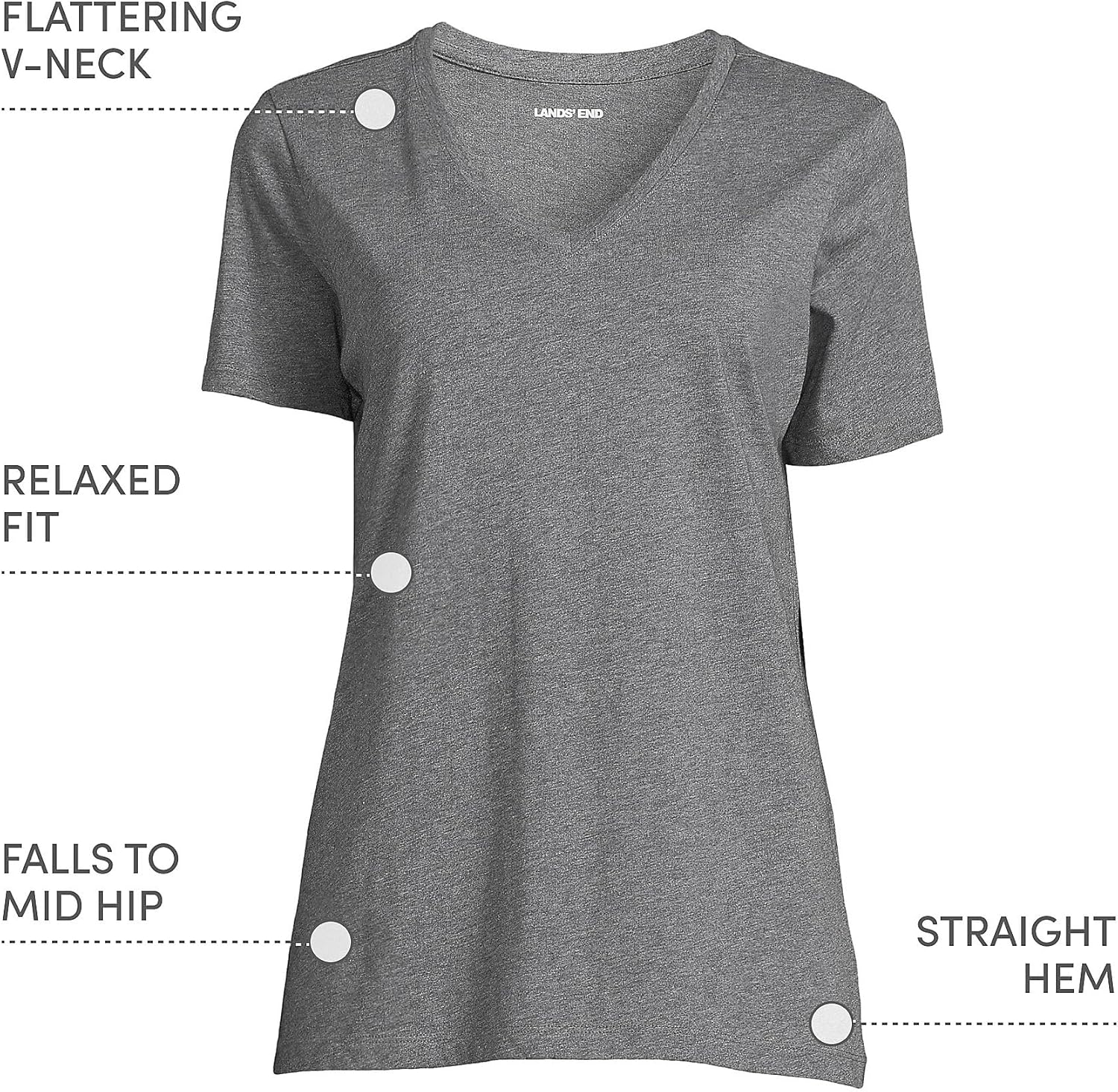 Lands' End Women's Relaxed American-Grown Supima Cotton V-Neck T-Shirt - Image 4