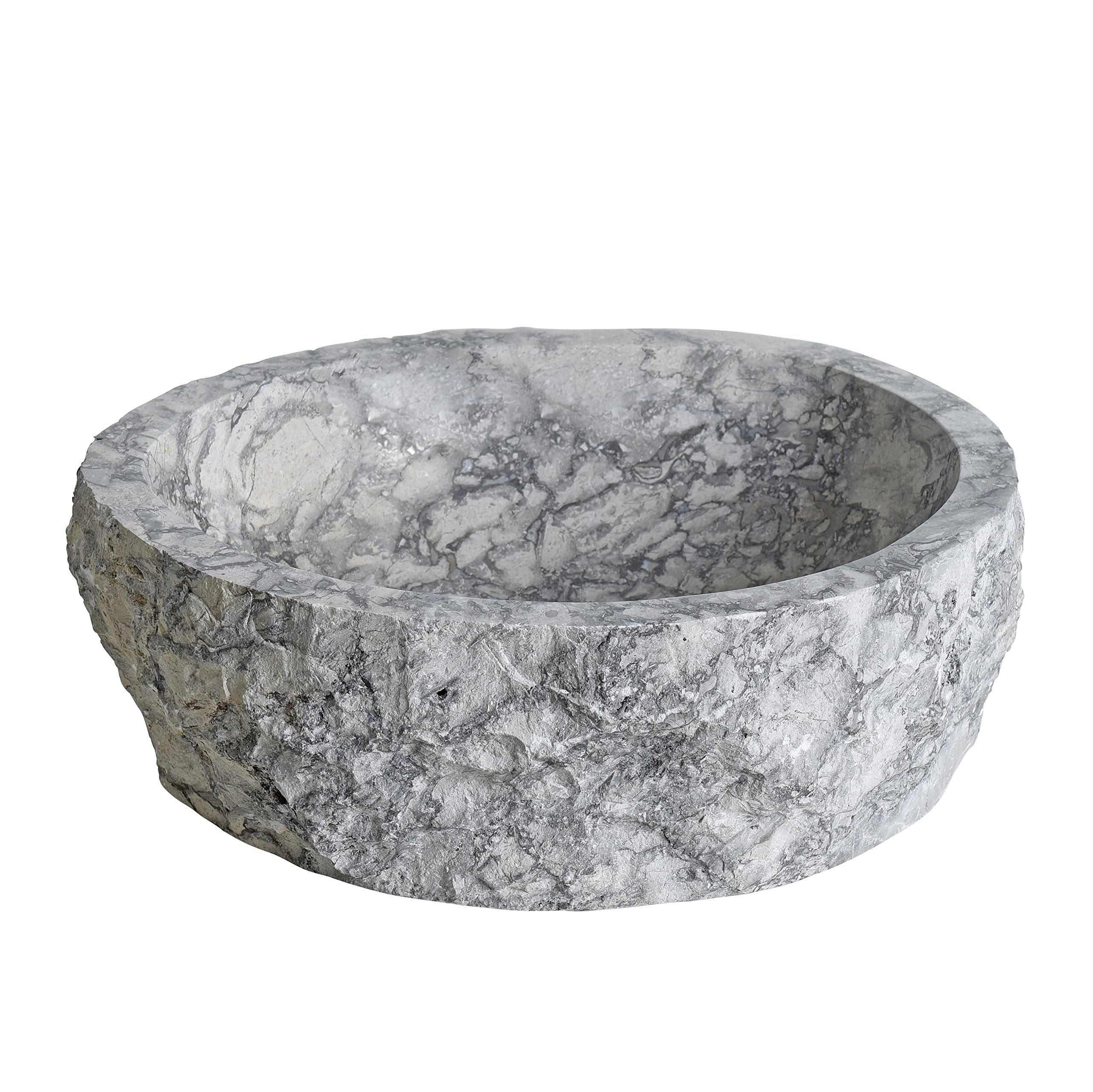 ESTEXO Umywalka marmur kamień naturalny umywalka ok. Ø 38-40 cm x 15 cm umywalka umywalka umywalka kamienna umywalka szara