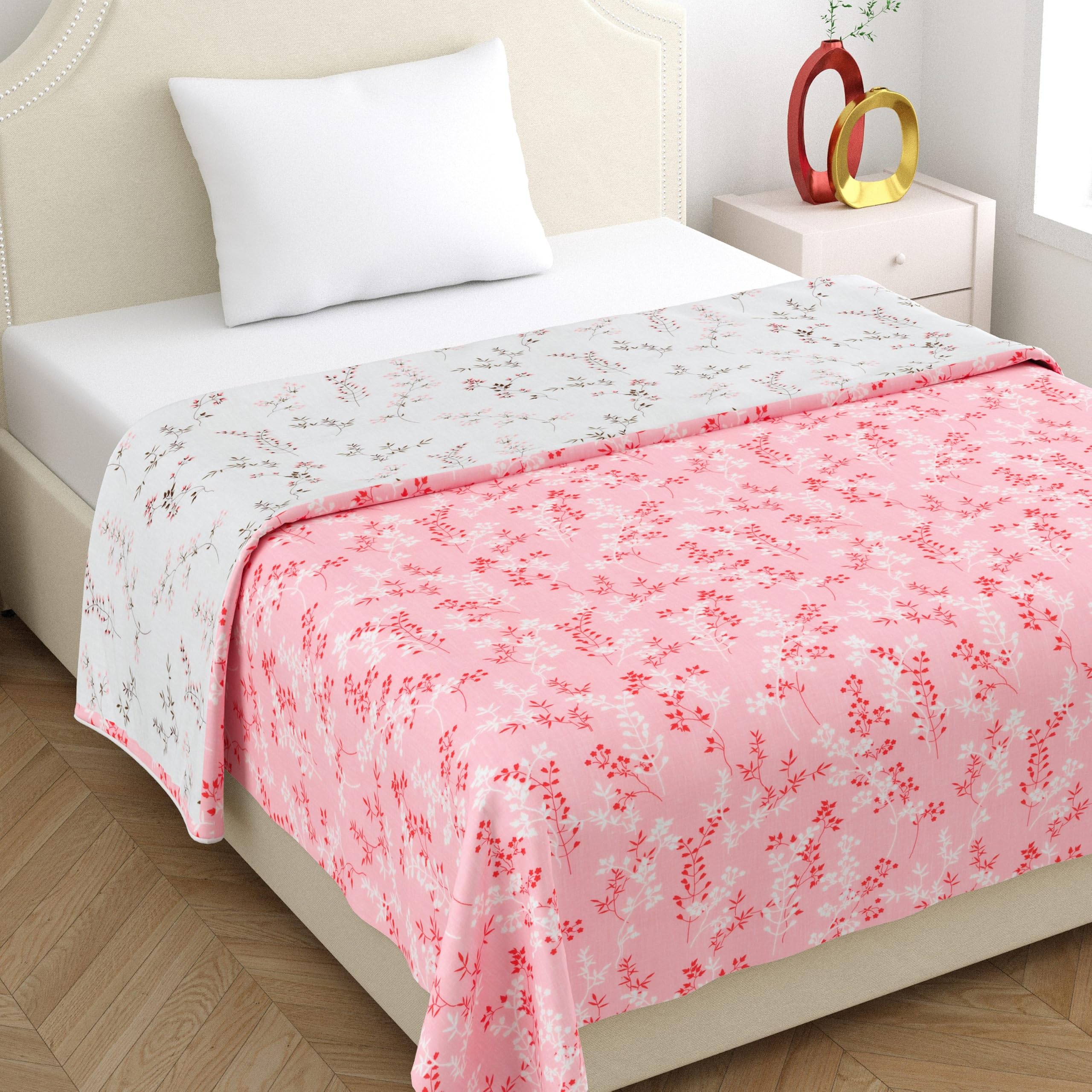 Home Ecstasy 100% Cotton Mulmul Reversible Dohar for Single Bed 210 GSM (56 x 88 inches), Pink-image-43