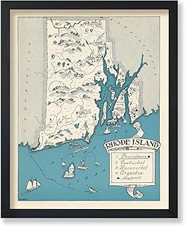 Poster Master Vintage Poster - Retro Rhode Island Print - Rhode Island State Art - Gift for Teacher, Student, Travel Lover - Decor for Classroom, Office, Dorm - 8x10 UNFRAMED Wall Art