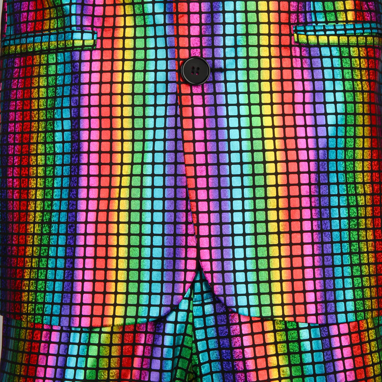 Funhoo Disfraz de fiesta de discoteca para hombre, metálico, 2 piezas, chaqueta, pantalones de manga larga de los años 70, traje de lentejuelas brillantes para Halloween, cosplay, carnaval, traje vintage