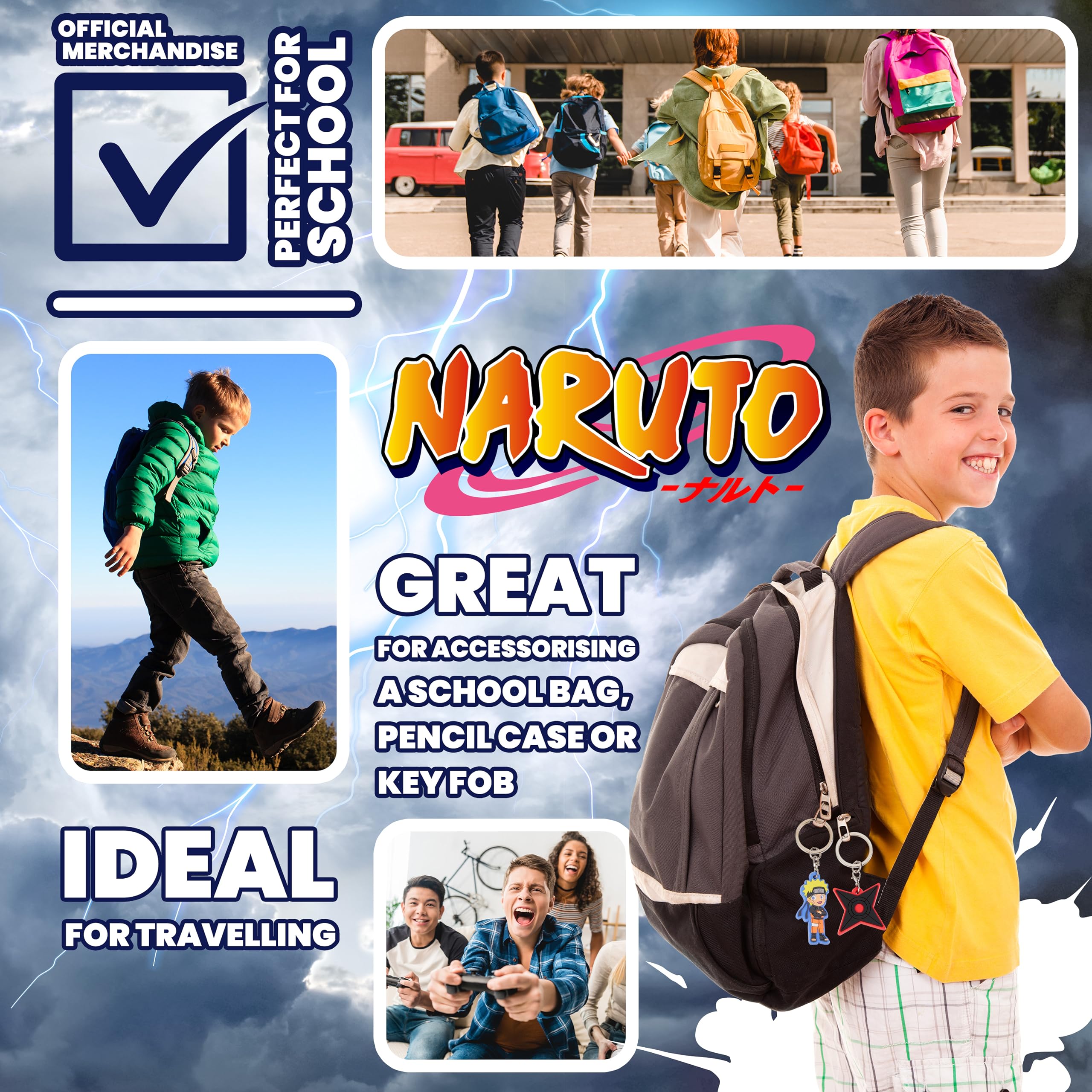 Naruto Portafoglio Bambini e Portachiavi Anime - 6 Portachiavi Bambini Gadget Regalo da Collezione (Set Portachiavi)