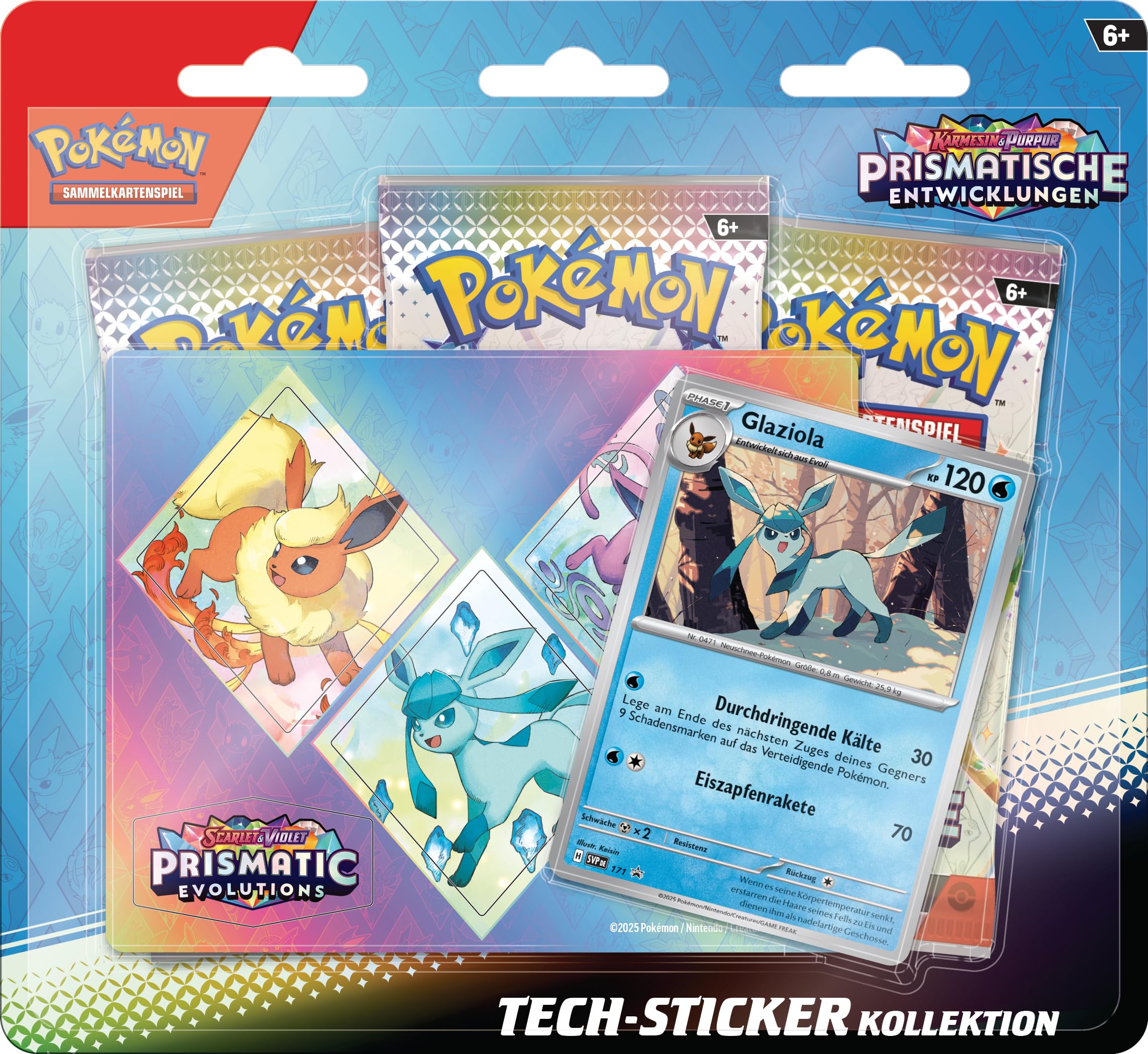 Pokémon - Kolekcjonerska gra karciana kolekcja naklejek karmazynowych i purpur – Pryzmatyczne zmiany: Glaziola (1 holograficzna karta promocyjna i 3 pakiety wzmacniające)