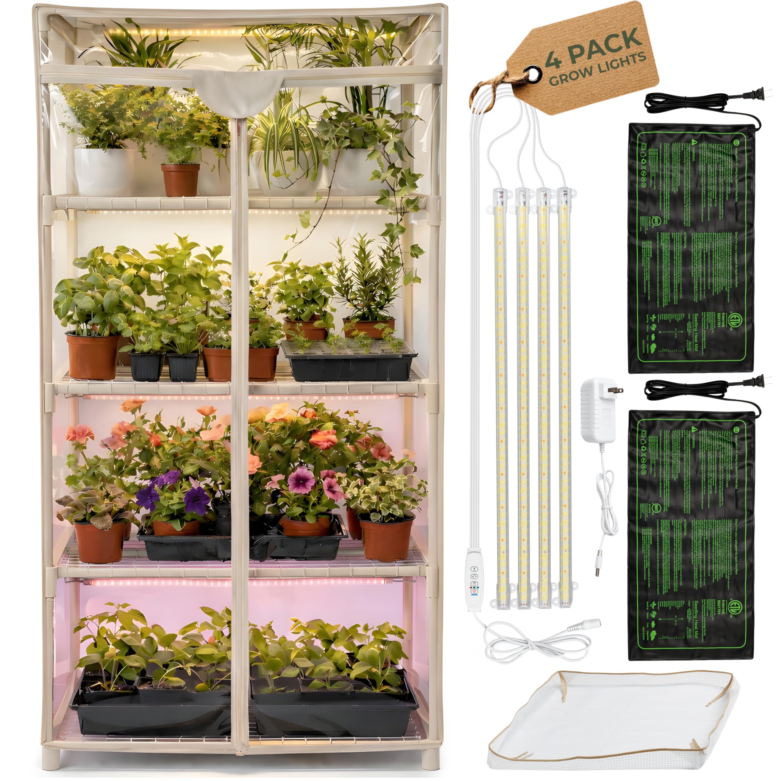 Carpathen Indoor Greenhouse with Grow Light 4-Tier