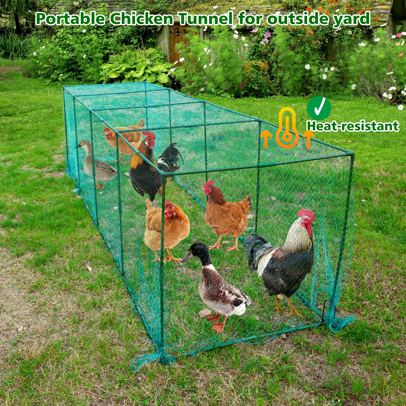 UNIFAMILY Túneles grandes para pollos, corral portátil para gallineros, túnel de pollo para patio exterior, corrales de pollos para patio, fácil instalación, gallinero adecuado para pato, conejo