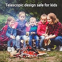 Vista 6 de Juego de 10 palos para asar malvaviscos - Palos largos telescópicos para Smores para fogón, fogata, parrilla, hoguera, fiesta, accesorios de BBQ