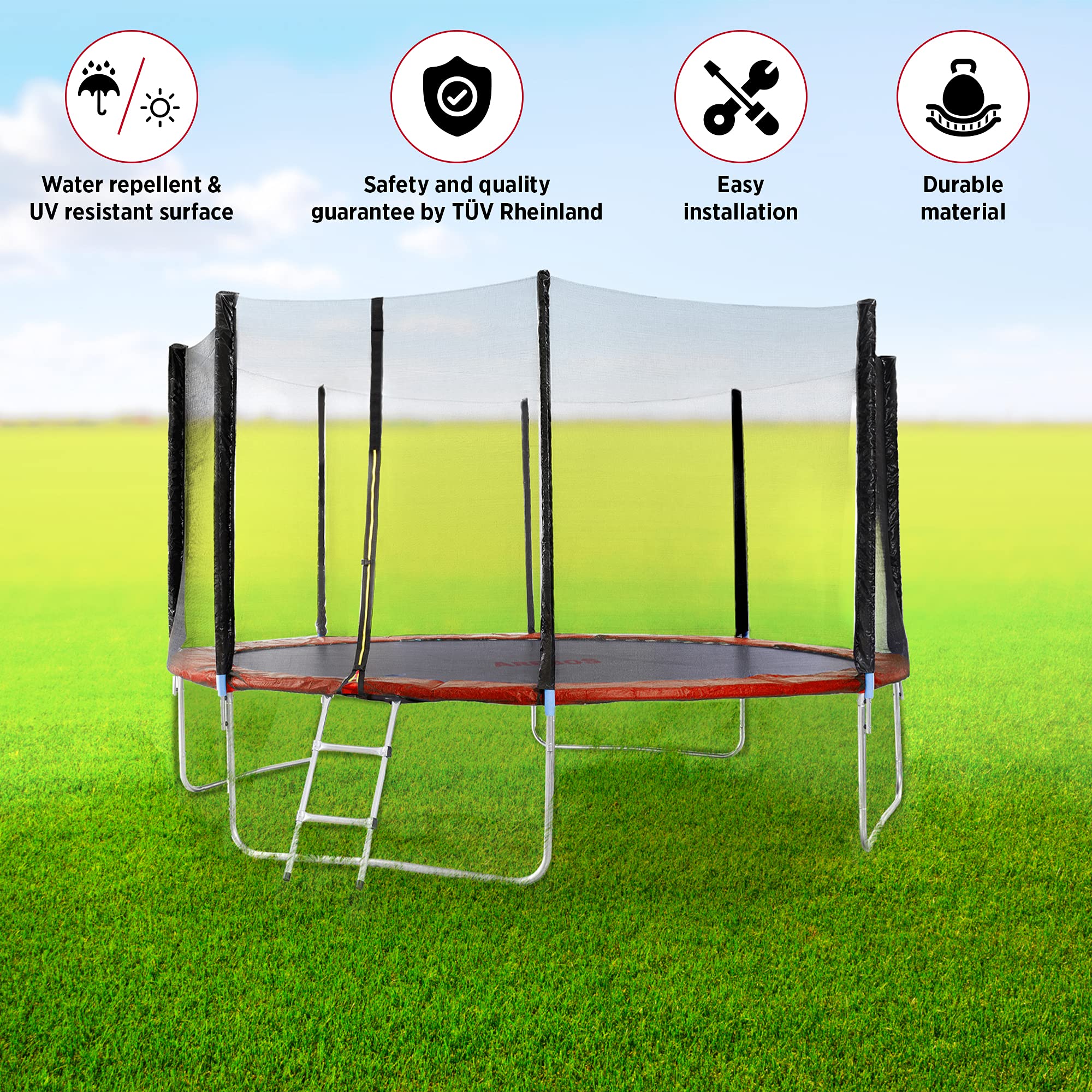 Arebos Copertura per trampolino / 183, 244, 305, 366, 396, 427, 457 o 487 cm/rosso