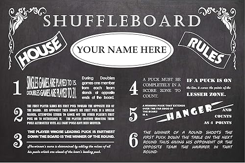 Zieglerworld Póster de reglas de tejo de tabla de tejo vintage personalizado con aspecto de pizarra - enmarcado