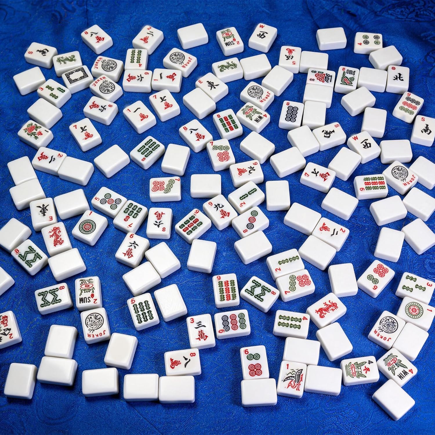 American Mahjong Tile Set, 166 White Tiles Mahjong Set,Travel Mahjong Set with Gray Carrying Bag