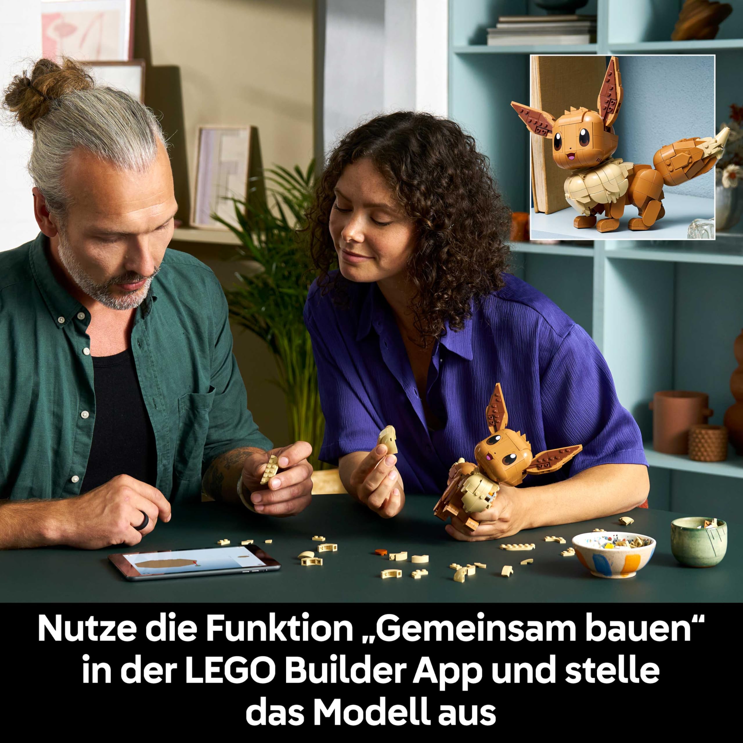 LEGO Pokémon Evoli Figur - Bauset für Erwachsene - Anime Modellbau mit beweglichen Gliedmaßen, Ohren und Schwanz - DIY Deko für Zimmer oder Schreibtisch - Sammler Geschenkidee für Gaming Fans – 72151