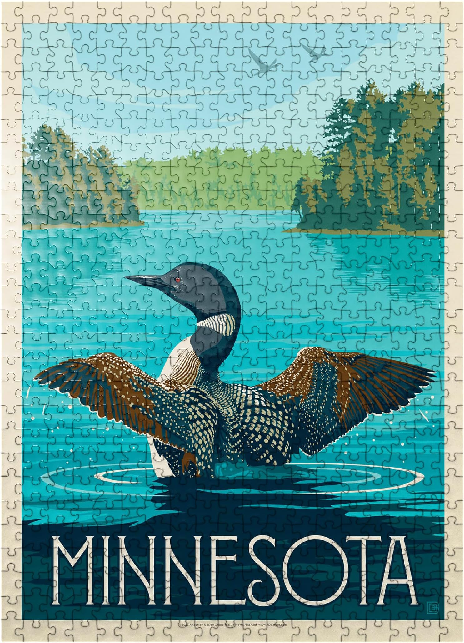 MyPuzzle Minnesota: Loon, Vintage Poster - Premium 500 Piece Jigsaw Puzzle for AdultsClimatePartner certified