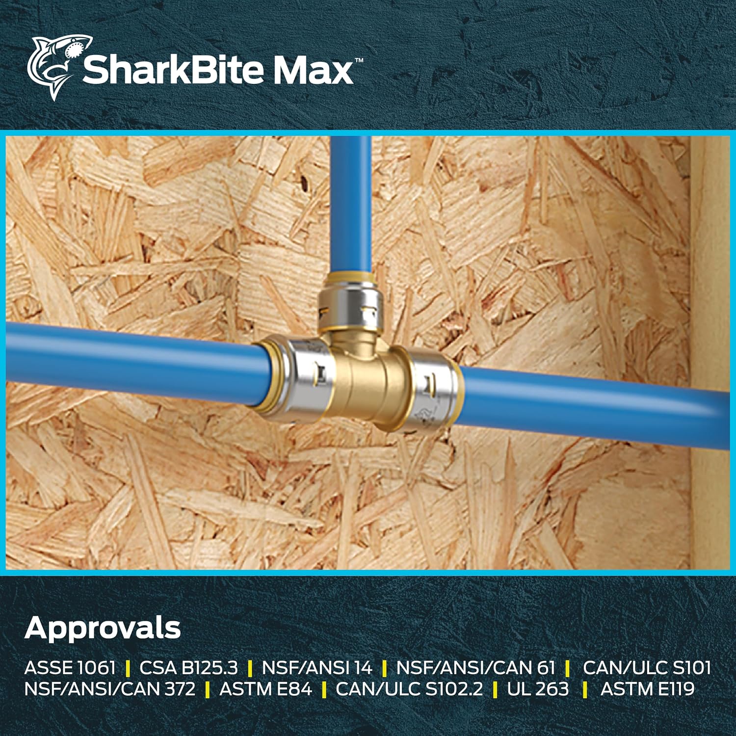 SharkBite Max 3/4 Inch x 3/4 Inch x 1/2 Inch Reducing Tee, Pack of 6, Push To Connect Brass Plumbing Fitting, PEX Pipe, Copper, CPVC, PE-RT, HDPE, UR412