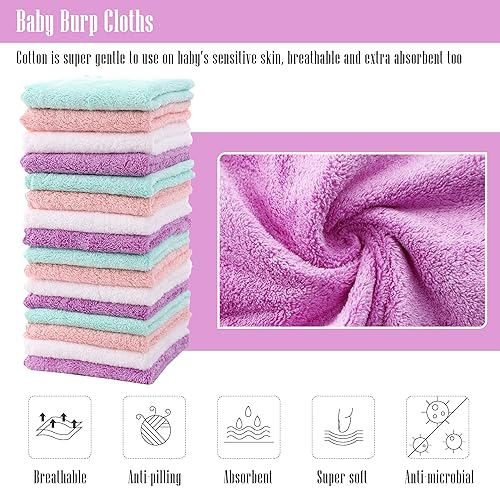 Miniatura 10 de Cute Castle Toallas ultrasuaves para bebé, paquete de 16 unidades, 9 x 9 pulgadas, suaves con la piel sensible para la cara y el cuerpo, felpa, ropa