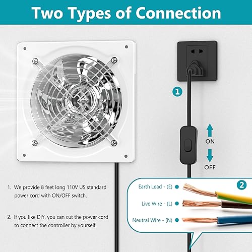 Miniatura 3 de HG Power Extractor de cocina de 6 pulgadas con interruptor 308CFM, extractor de ventilación para ático, invernadero, sótano, cobertizo