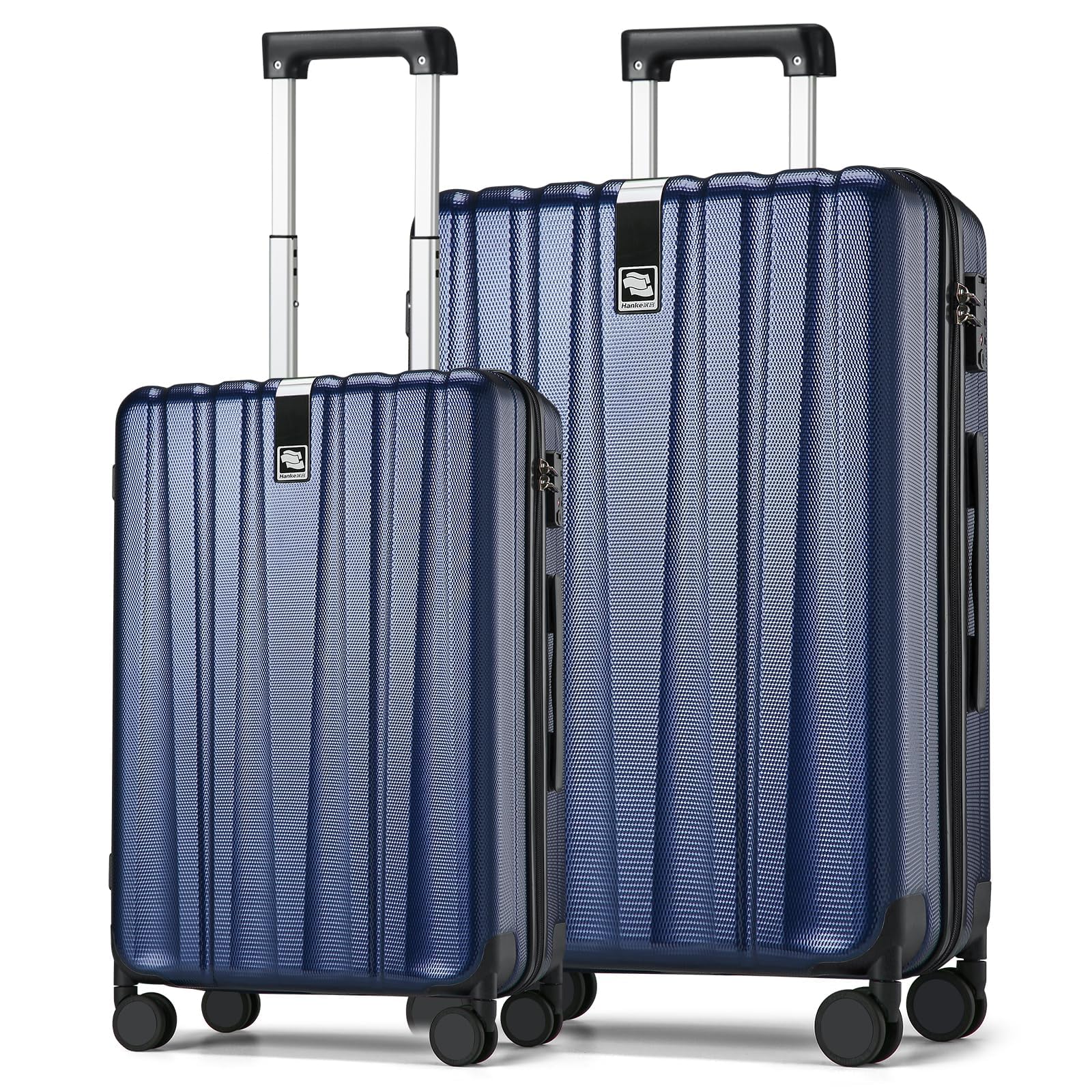 Hanke Luggage Sets 2 piece Carry On Luggage with Wheels PC Hard Shell Suitcases Lightweight Checked Travel Luggage Large Travel Suitcase Woman Men 20/29 Inch(Dark Blue)