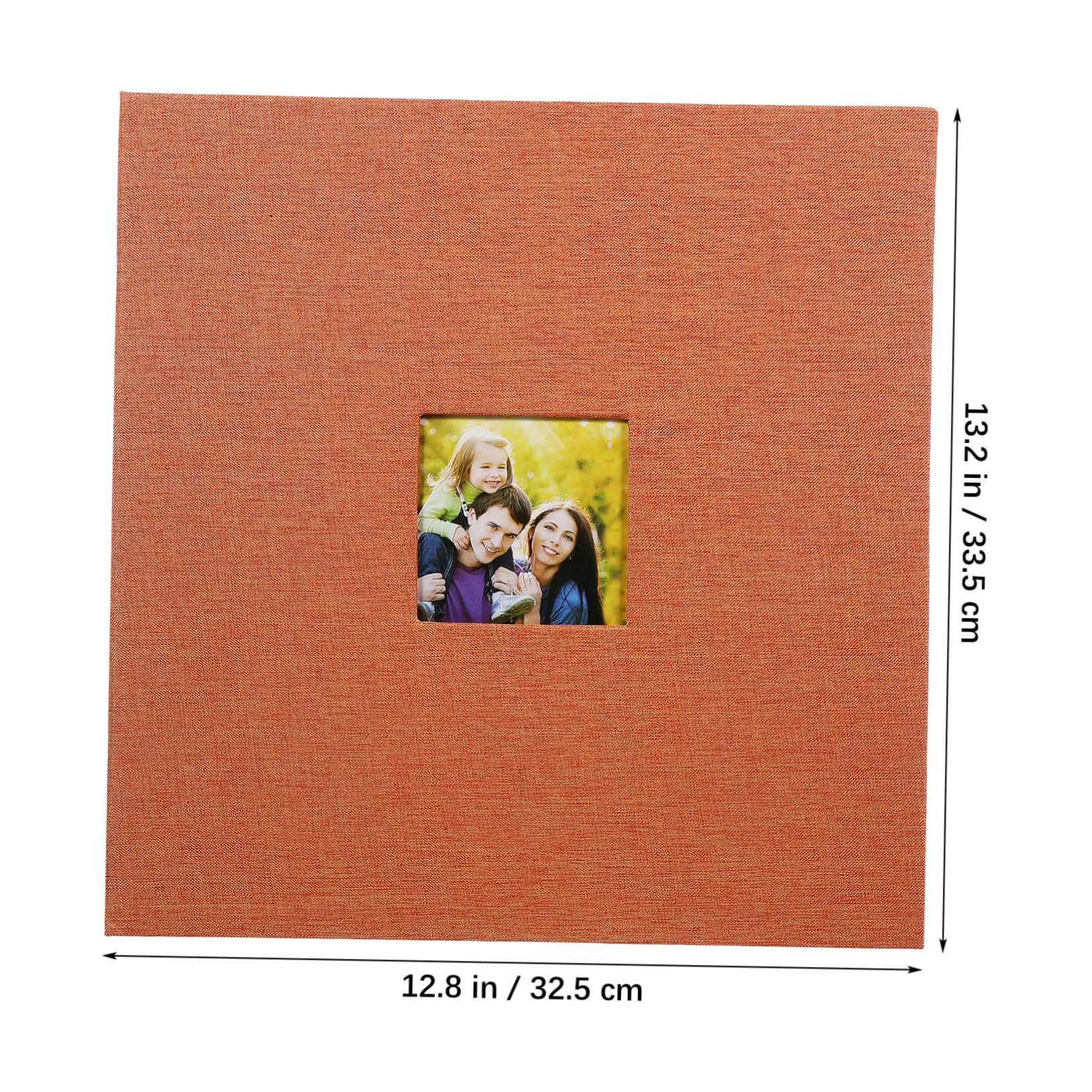Leeres Fotoalbum mit Hardcover, Leineneinband und Sichtfenster | Orange, Blanke Seiten für Freie Layouts, Robust Verarbeitet für Erinnerungen