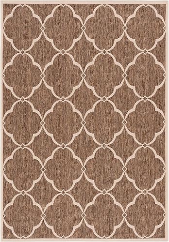 SAFAVIEH Beach House Collection BHS125D - Alfombra de enrejado para interiores y exteriores, no desprende pelusa, fácil de limpiar, 5 pies 3