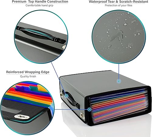 Miniatura 40 de CNK Carpetas de archivos de acordeón con 24 bolsillos, organizador para documentos, carpetas de almacenamiento de documentos, carpeta expandible