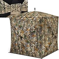 Vista 1 de TIDEWE Hunting Blind 270°Full See Through with Windproof Curtain, Silent Magnetic Door & Sliding Windows, 2-3 Person Pop Up Ground Blind with